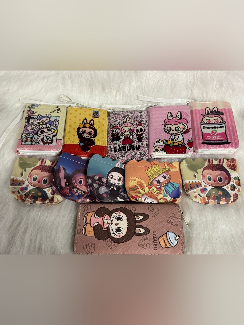Kids Pink and Multicolor Character Coin Pouch Set by Labubu